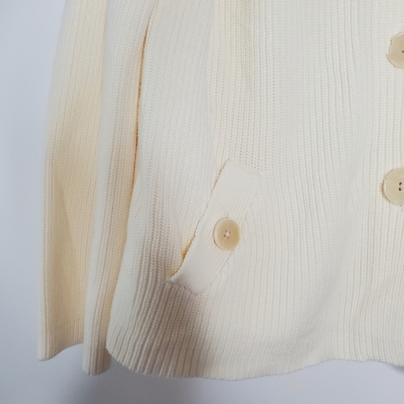 Talbots Womens Knit Cardigan Sweater Size M Button Front Cream Neutral Old Money - Picture 5 of 12
